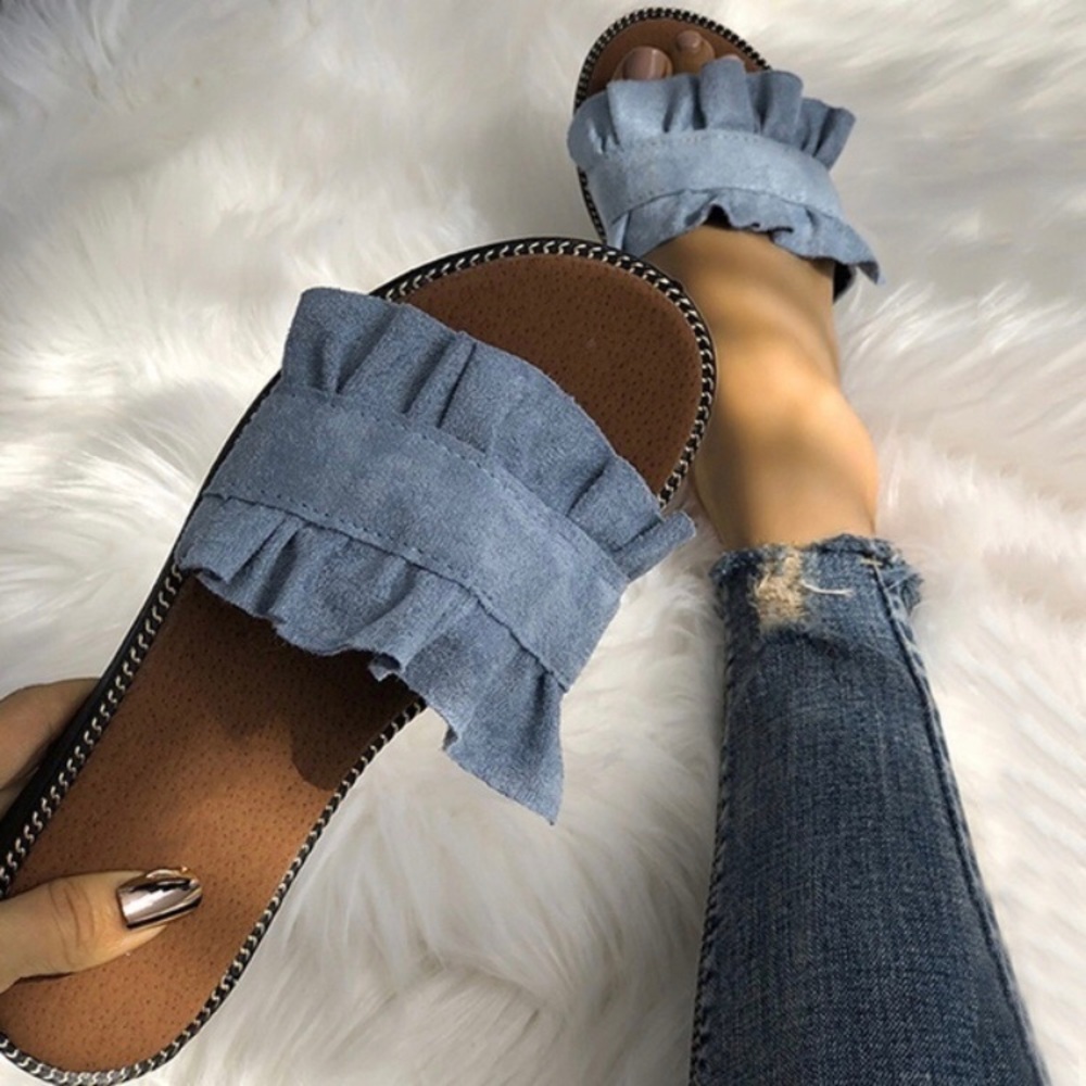 RESTOCKED! Ruffled Slip-On Sandals